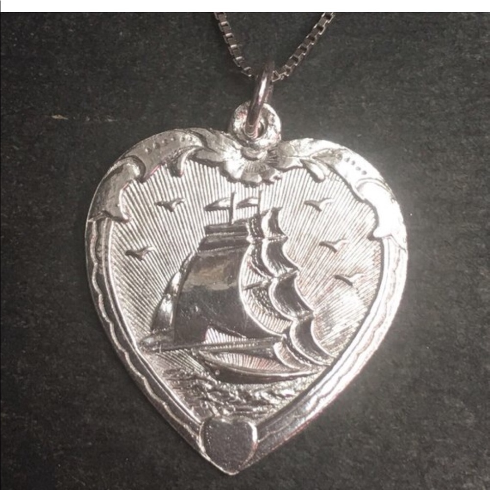 New Silver Sailing Boat Charm Reversible Design